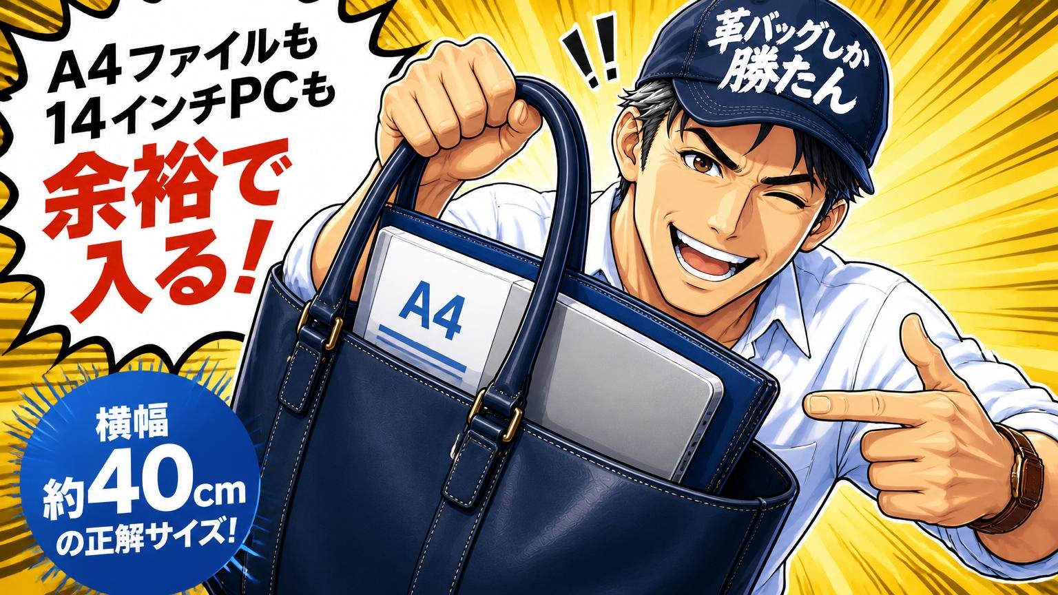 40代メンズの革トートは「A4ファイルと14インチPCが入る横幅40cm前後」が正解になりやすい