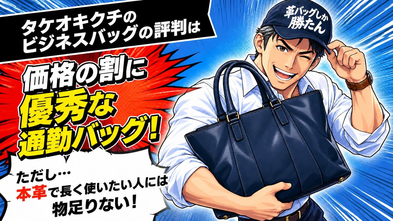 タケオキクチのビジネスバッグの評判は「価格の割に優秀な通勤バッグ。ただし本革で長く使いたい人には物足りない」