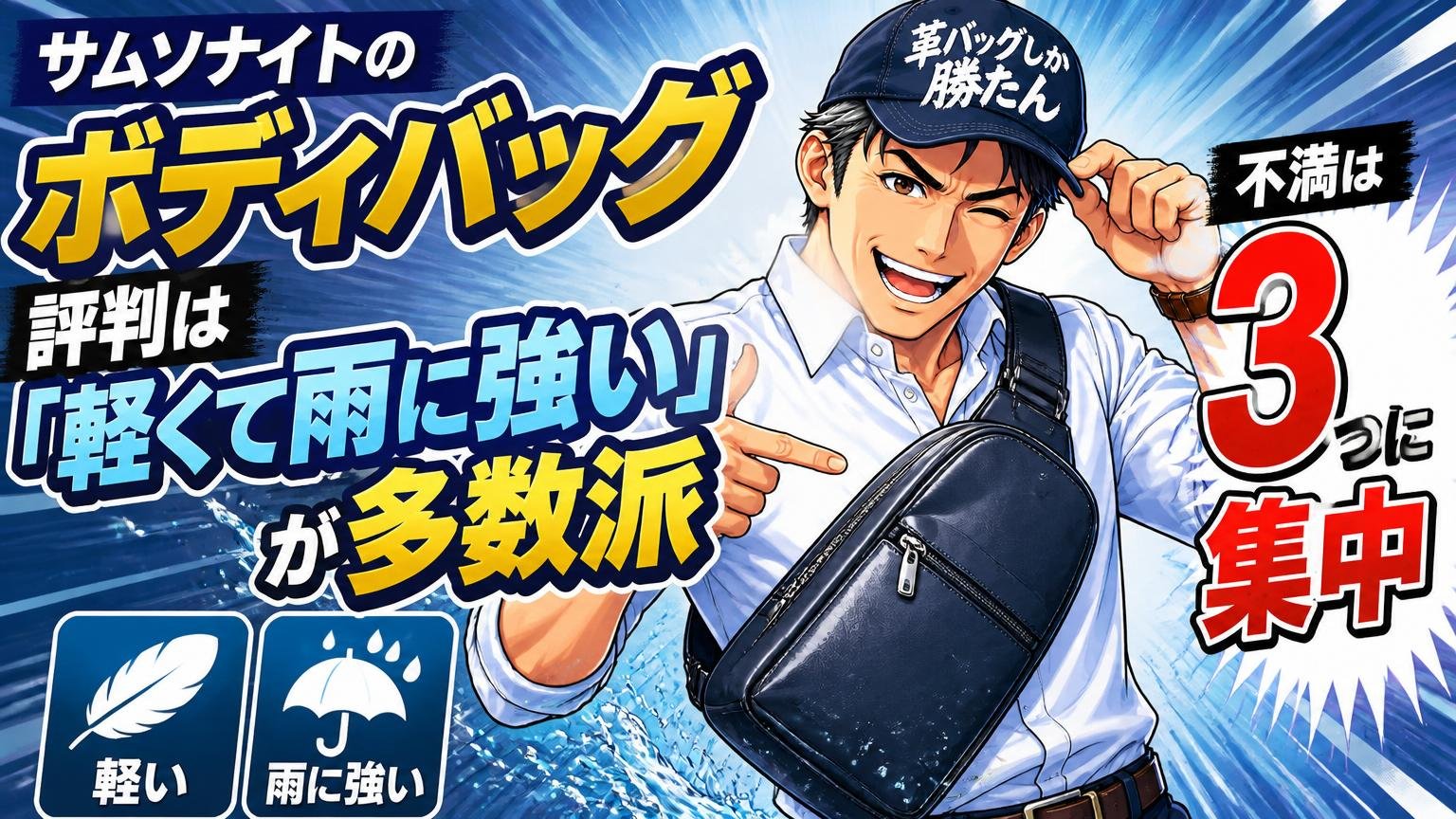 サムソナイトのボディバッグの評判は「軽くて雨に強い」が多数派｜不満は3つに集中