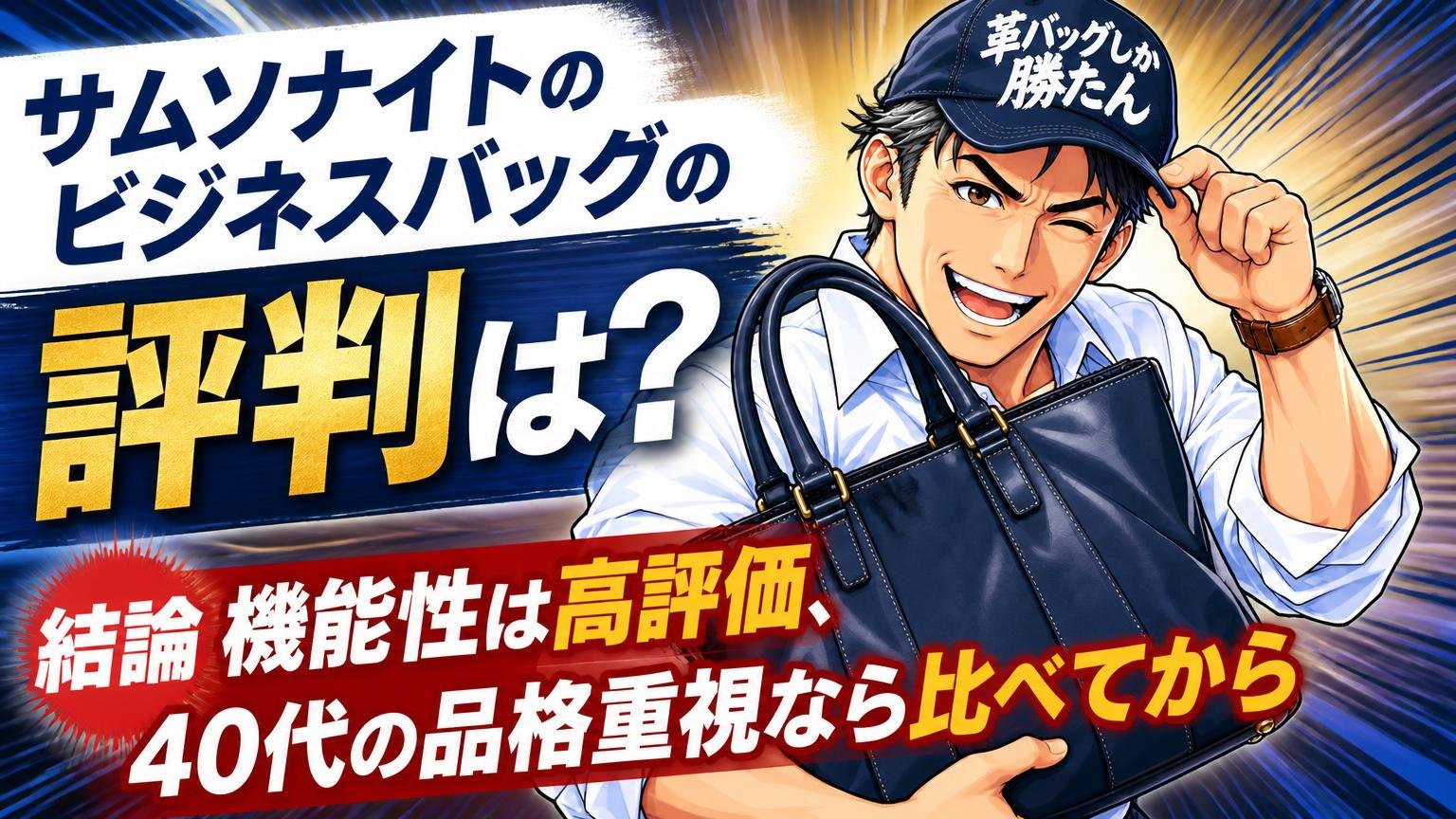 サムソナイトのビジネスバッグの評判は？結論は「機能性は高評価、40代の品格重視なら比べてから」