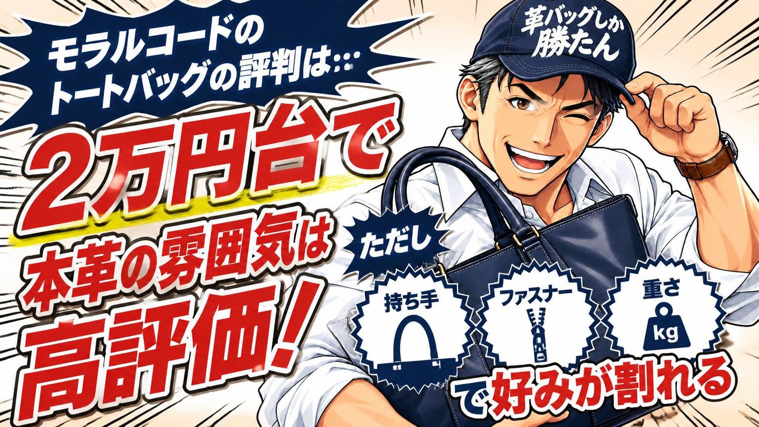 モラルコードのトートバッグの評判は「2万円台で本革の雰囲気は高評価、ただし持ち手・ファスナー・重さで好みが割れる」