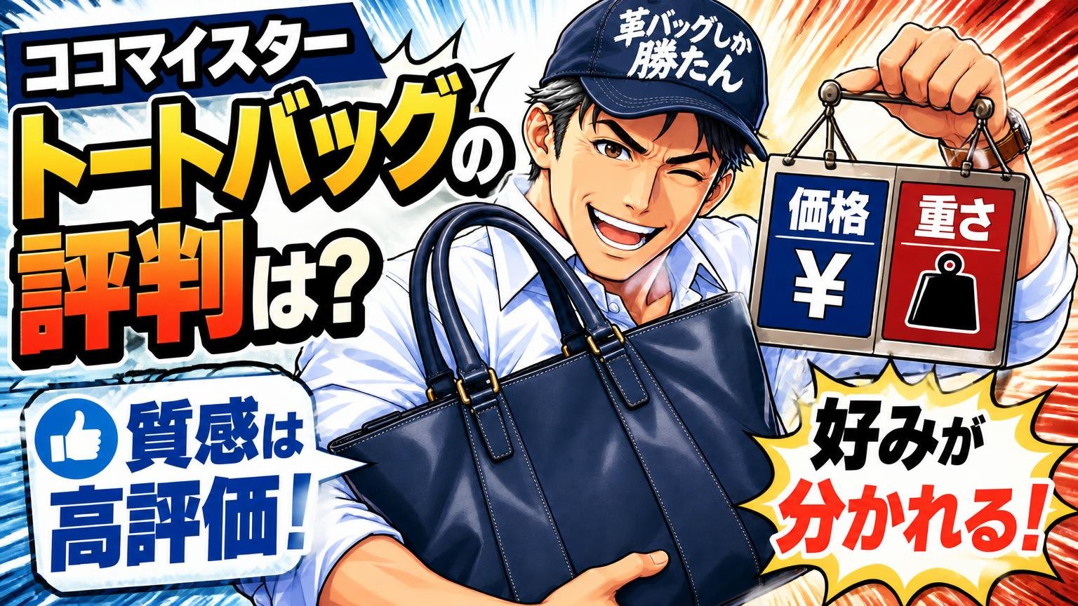 ココマイスターのトートバッグの評判は「質感は高評価、価格と重さで好みが分かれる」