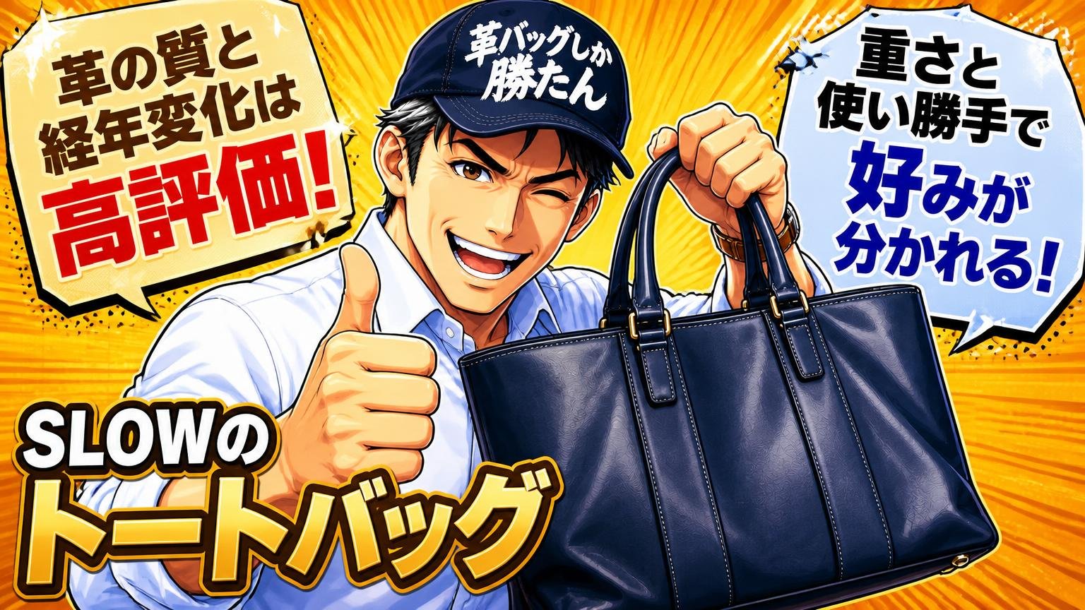 SLOWのトートバッグの評判は「革の質と経年変化は高評価、重さと使い勝手で好みが分かれる」