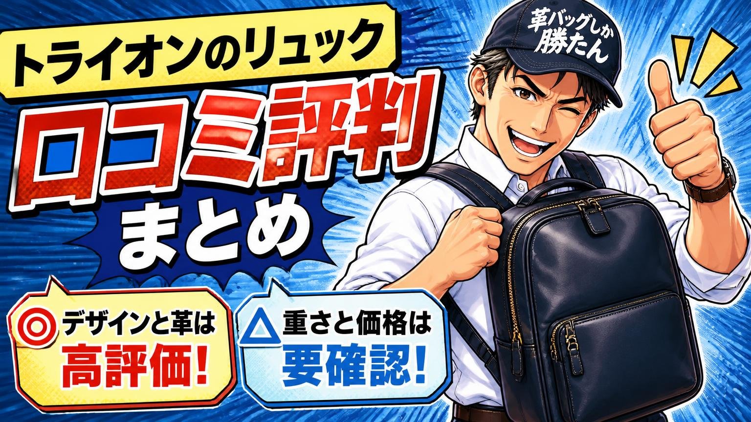 トライオンのリュックの口コミ評判まとめ｜デザインと革は高評価、重さと価格は要確認
