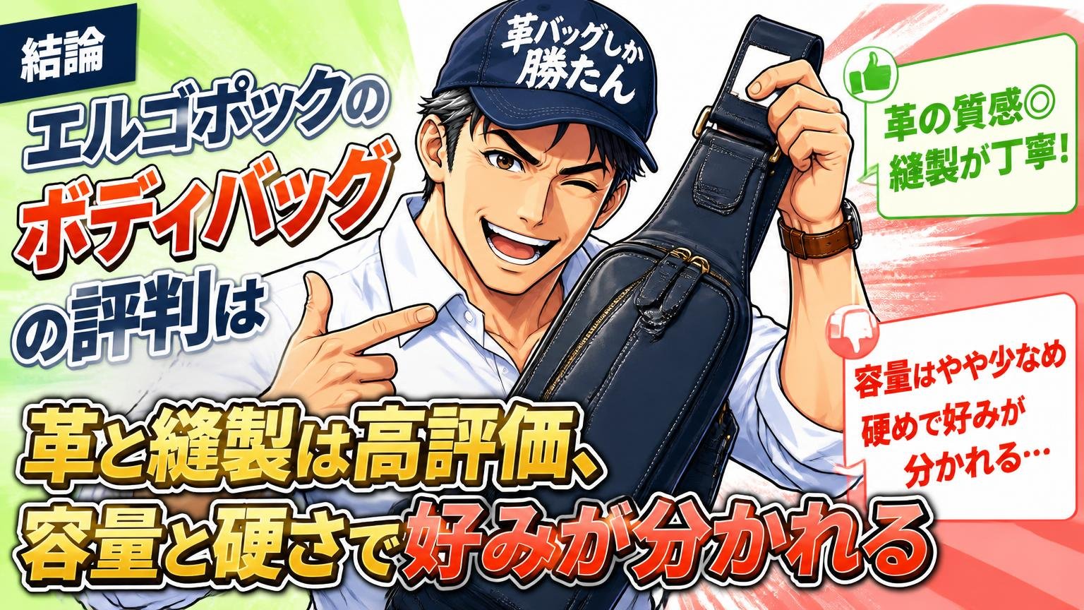 結論：エルゴポックのボディバッグの評判は「革と縫製は高評価、容量と硬さで好みが分かれる」