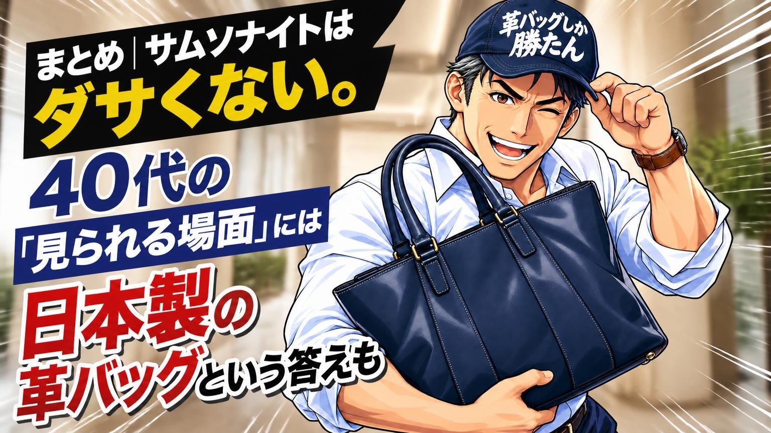 まとめ|サムソナイトはダサくない。40代の「見られる場面」には日本製の革バッグという答えも