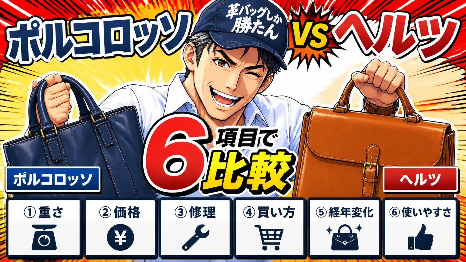 ポルコロッソとヘルツのバッグを6項目で比較【重さ・価格・修理・買い方】