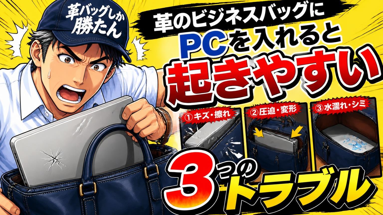 革のビジネスバッグにPCを入れると起きやすい3つのトラブル