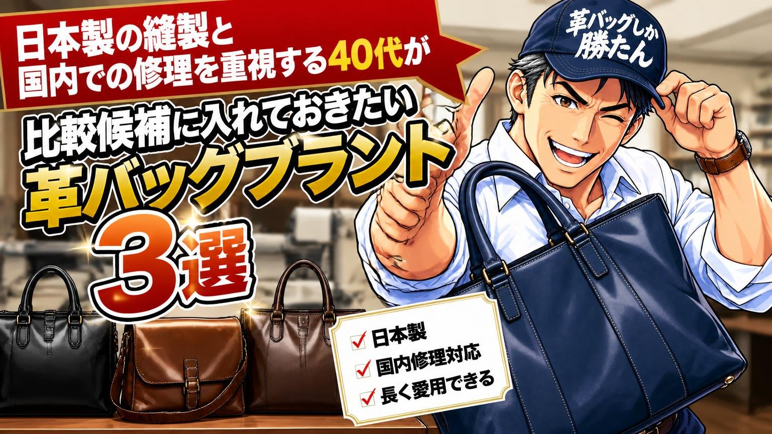 日本製の縫製と国内での修理を重視する40代が、比較候補に入れておきたい革バッグブランド3選