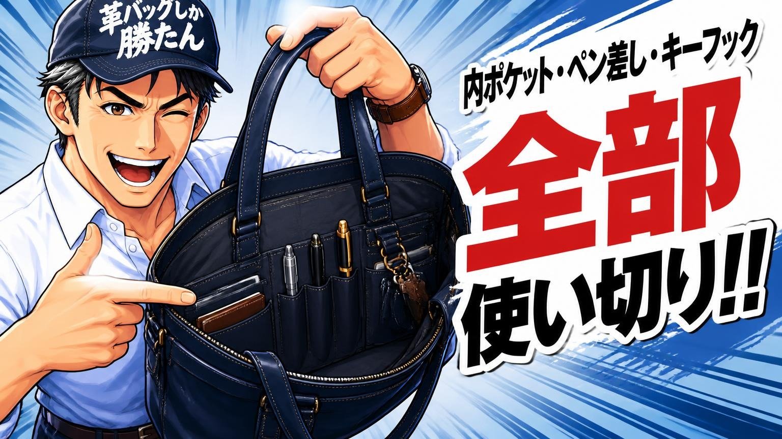 方法⑤内ポケット・ペン差し・キーフックを使い切る