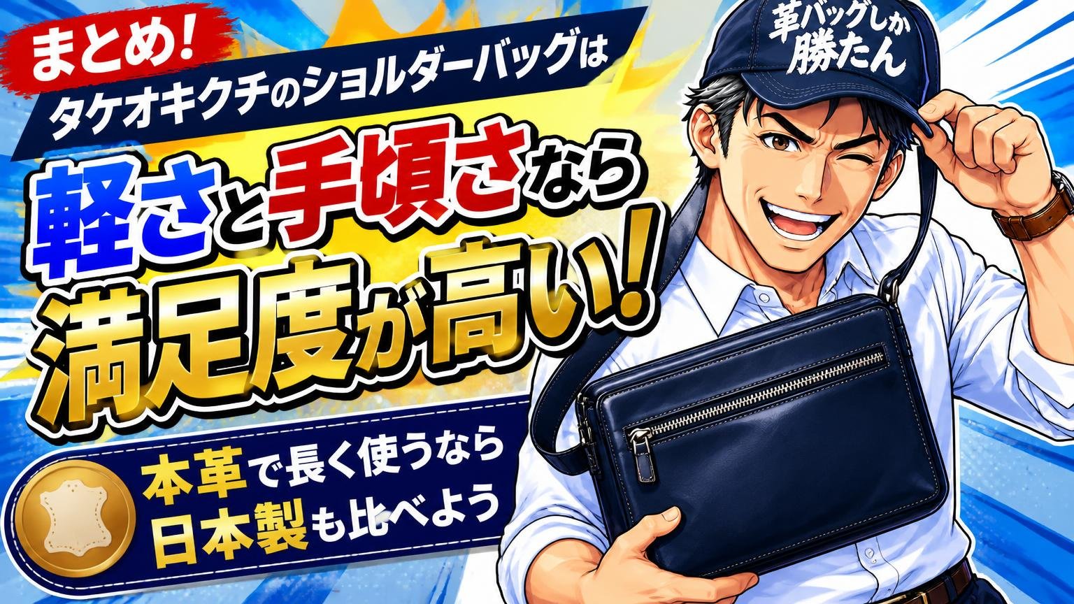 まとめ｜タケオキクチのショルダーバッグは「軽さと手頃さ」なら満足度が高い｜本革で長く使うなら日本製も比べよう
