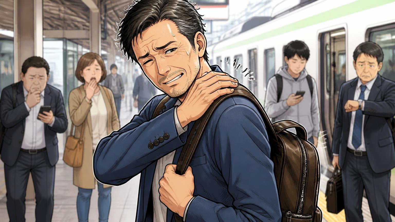 気になる口コミ・評判は「重さ」「価格」「サイズ感」に集中、駅のホームで革リュックを背負い直す40代男性1人が肩をさすって苦笑いする場面