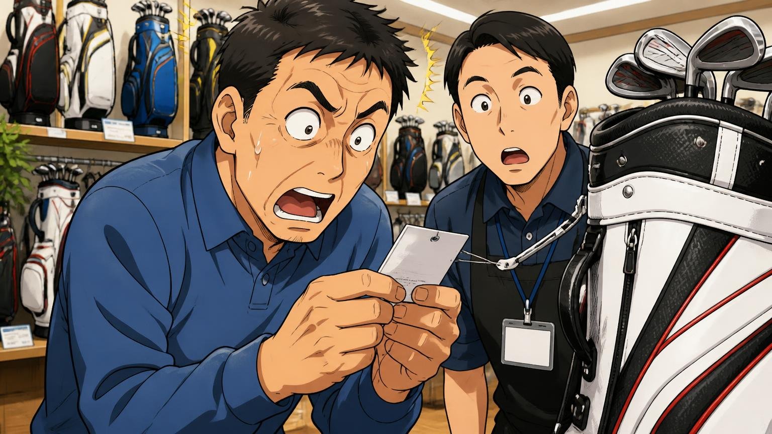 ただしキャディバッグは「中国生産」と公式に明記されている 店頭でキャディバッグのタグを裏返して生産国表示を読み驚く40代男性1人と店員